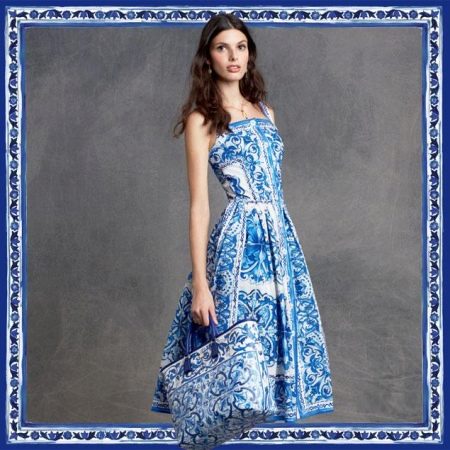 poplin sundress with Gzhel pattern