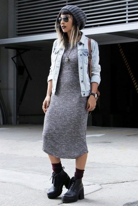 Denim jacket for a midi dress in boho style