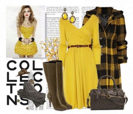 Brown accessories for a yellow dress