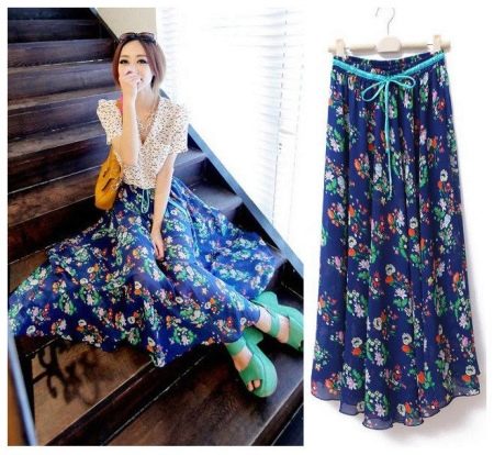 long summer sun skirt in flowers
