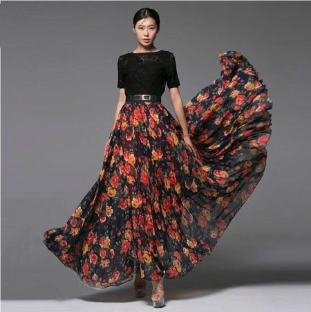 floral print long summer skirt