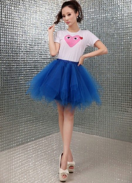 Short fluffy blue tutu skirt