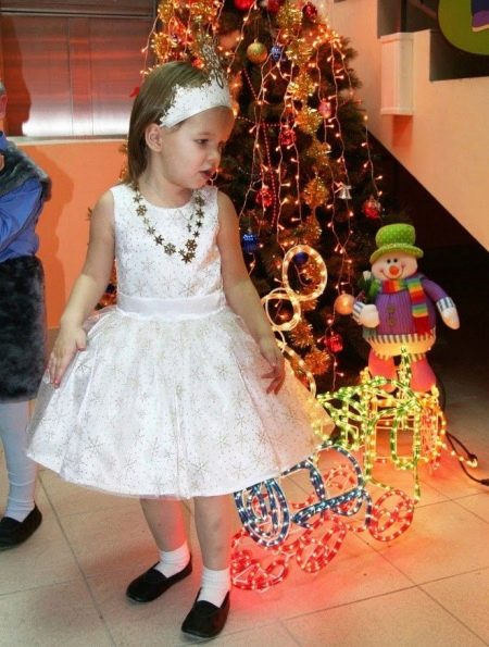 New Year's dress Snowflake with decor for a girl