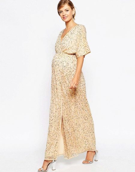 Evening glitter dress for pregnant women