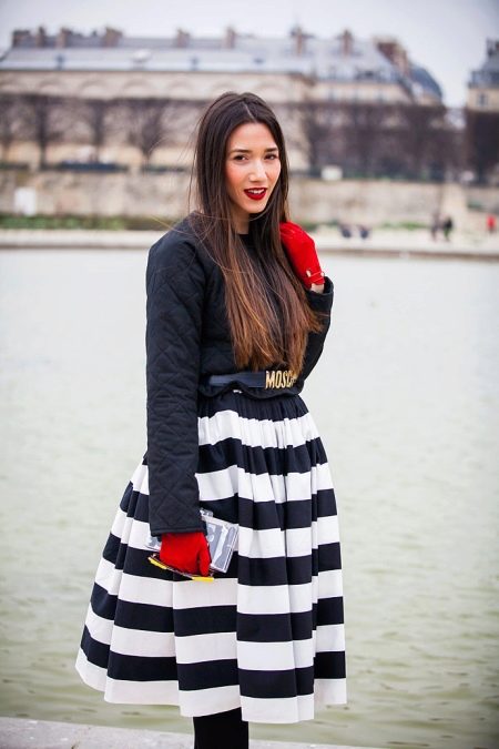 striped bell skirt