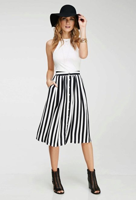 Striped skirt with white top