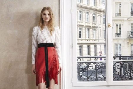 Red fringed skirt